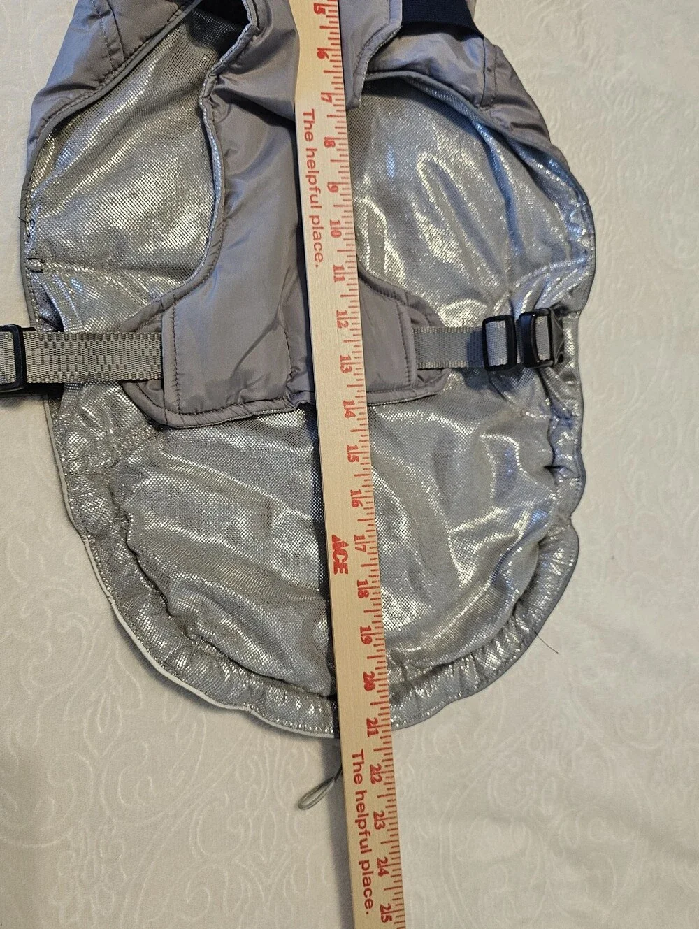 Arcadia Trail Gray Navy Adjustable Insulated Dog Coat - Medium Euc
